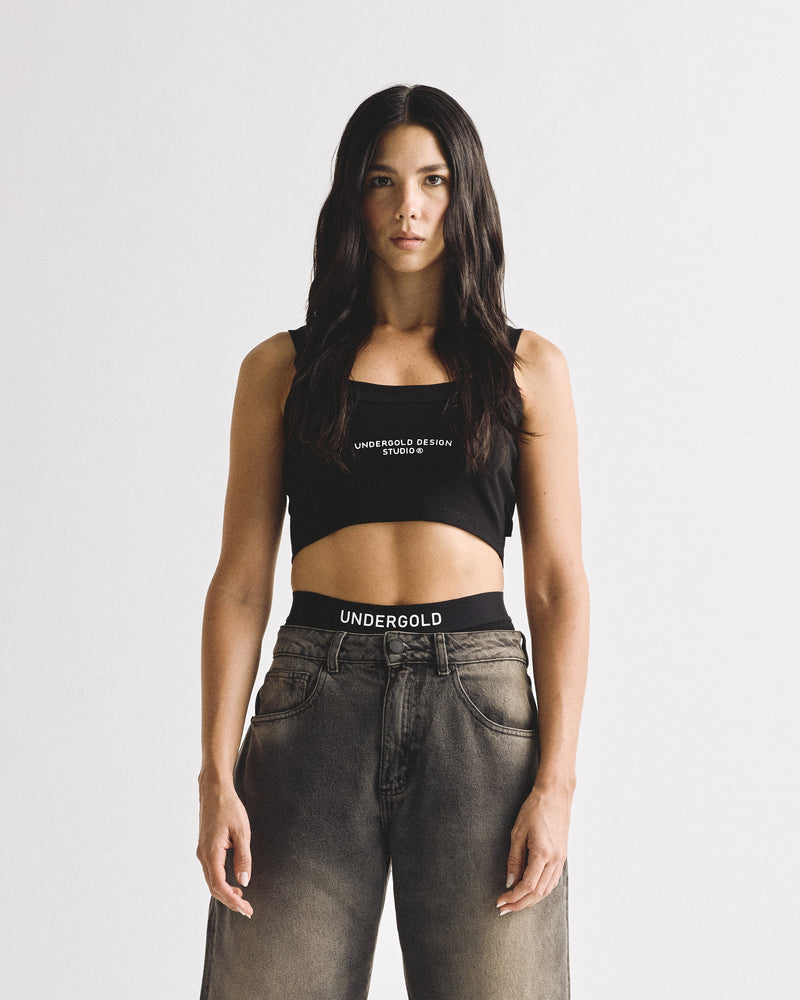 Basics Cropped Tank Top Black