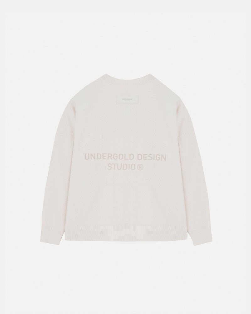 Basics Herringbone Knit Crewneck Cream