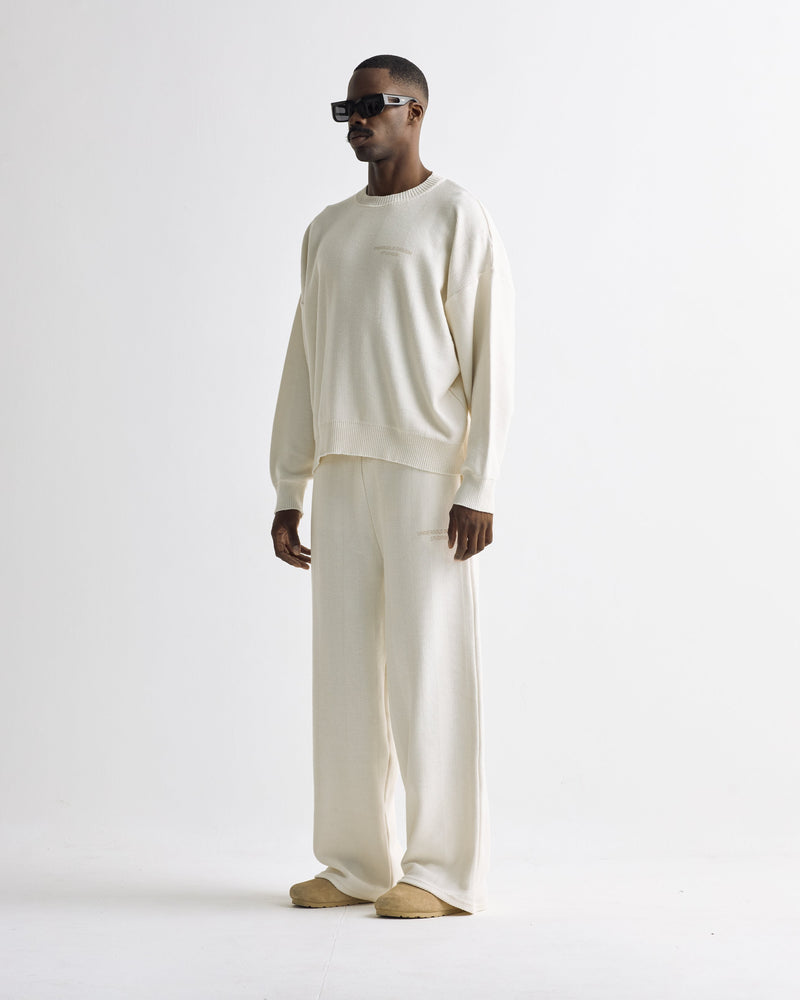 Basics Herringbone Knit Straightpants Cream