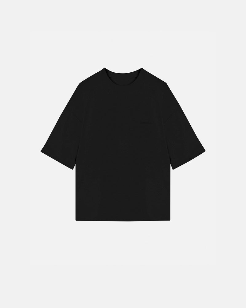 Basics Logo Ribbed Boxy Tshirt Black