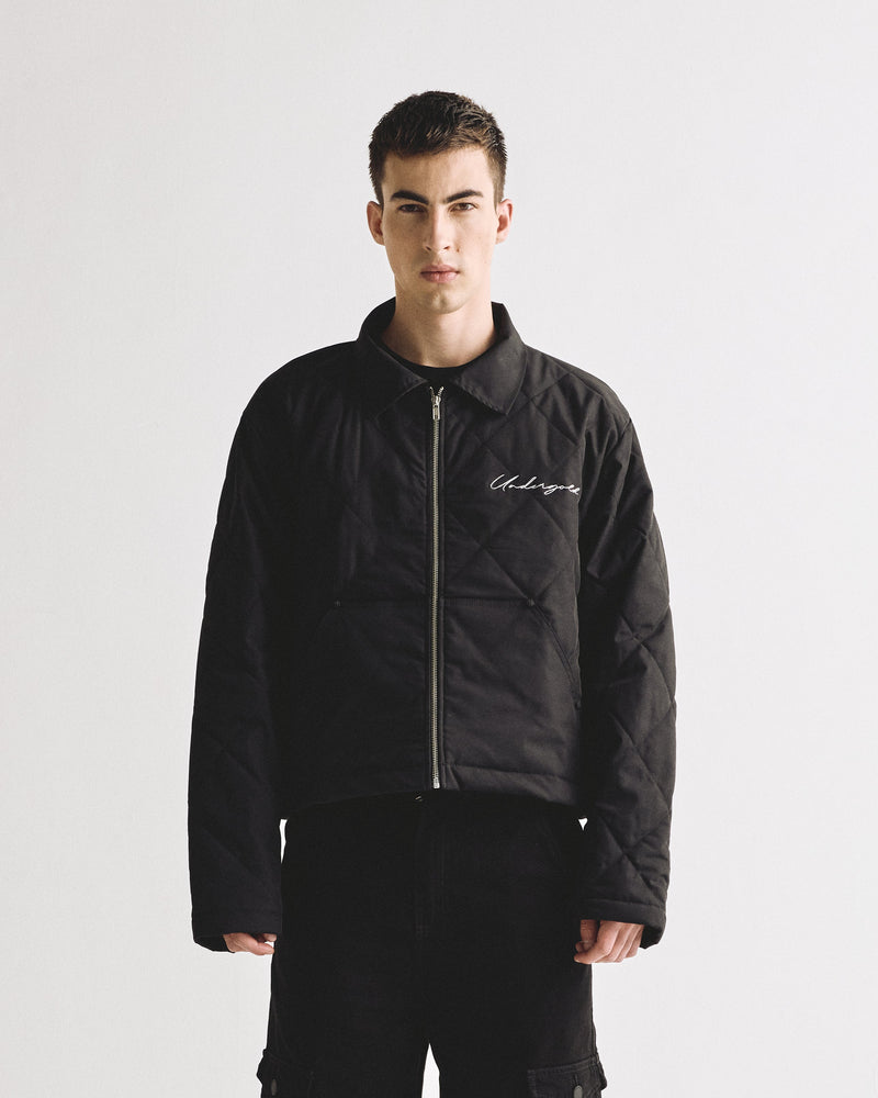 Basics Rhombus Zip Up Jacket Black UNDERGOLD CORP