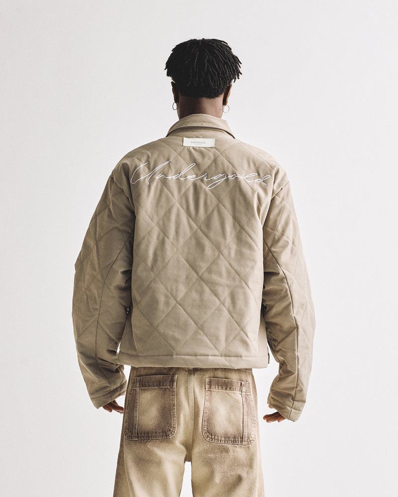 Basics Rhombus Zip-Up Jacket Cream