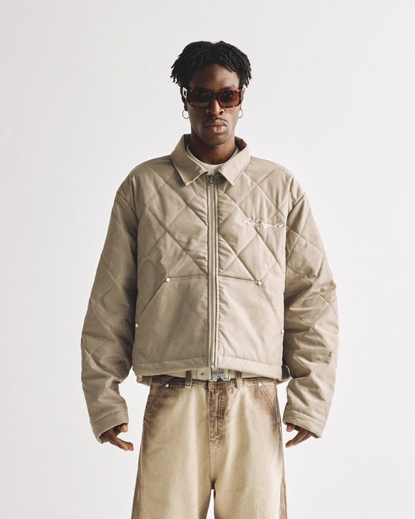 Basics Rhombus Zip-Up Jacket Cream