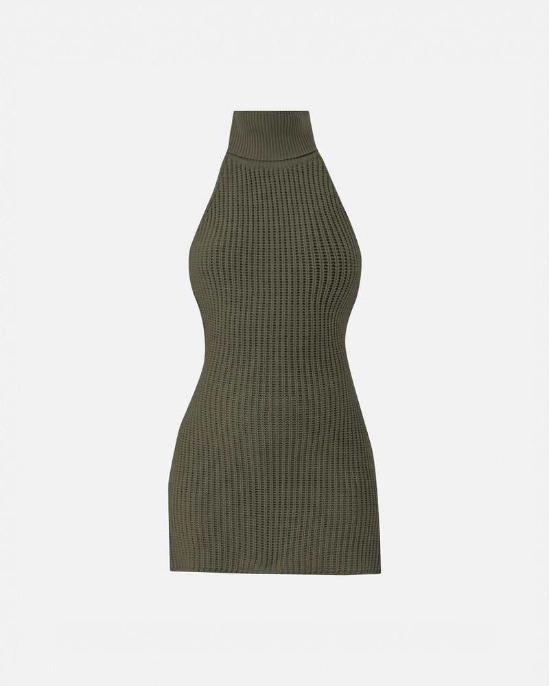 Basics Turtleneck Knitted Dress Green