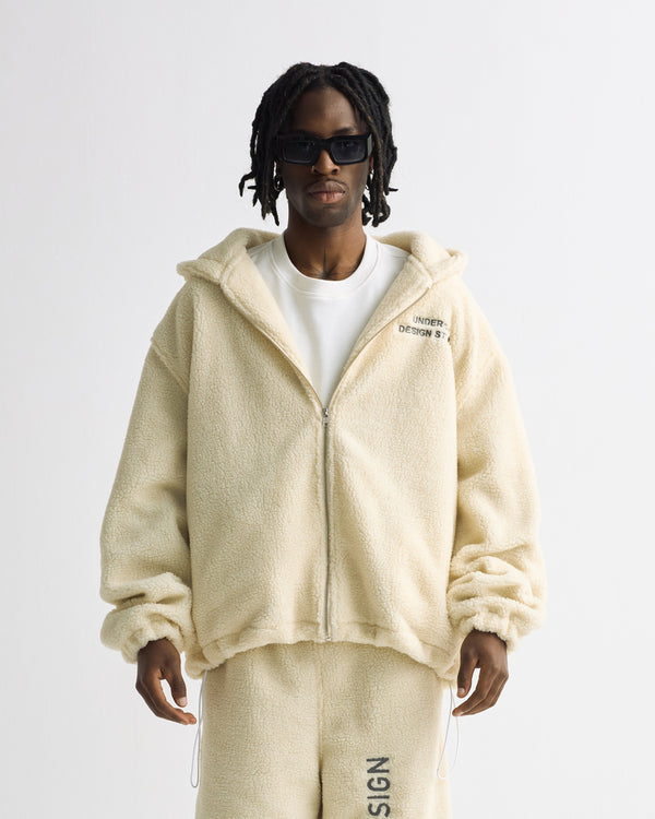 Basics Undergold Design Studio Fleece Zip Up Hoodie Cream