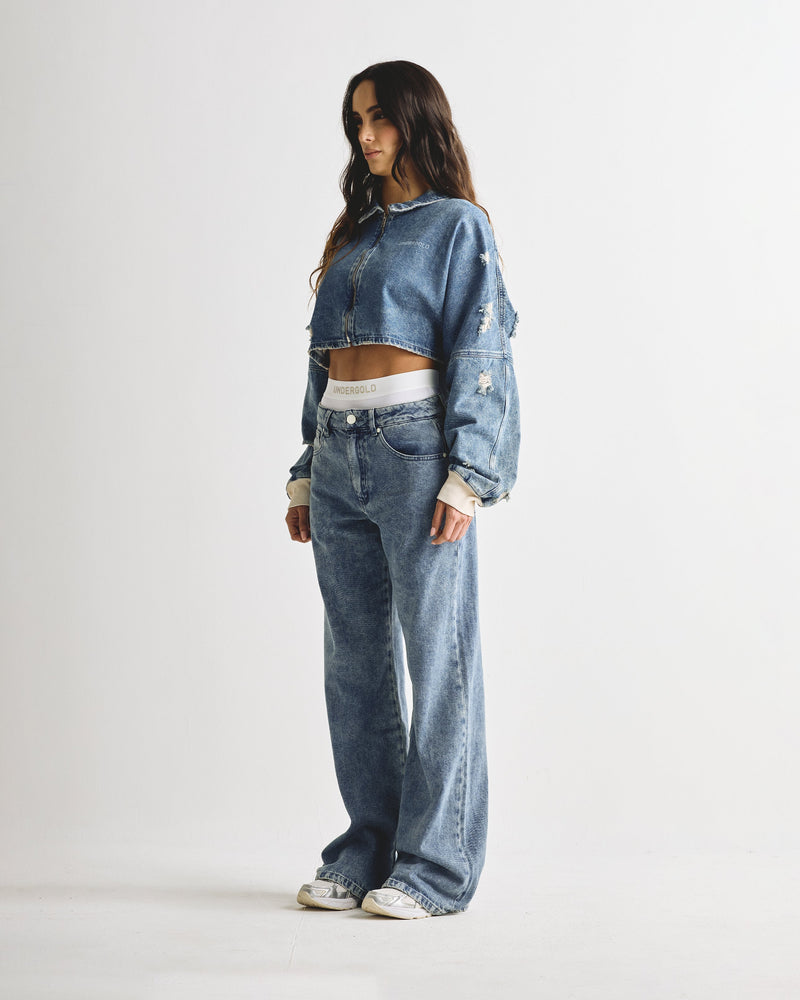 Basics UNDGLD Cropped Jacket Washed Blue