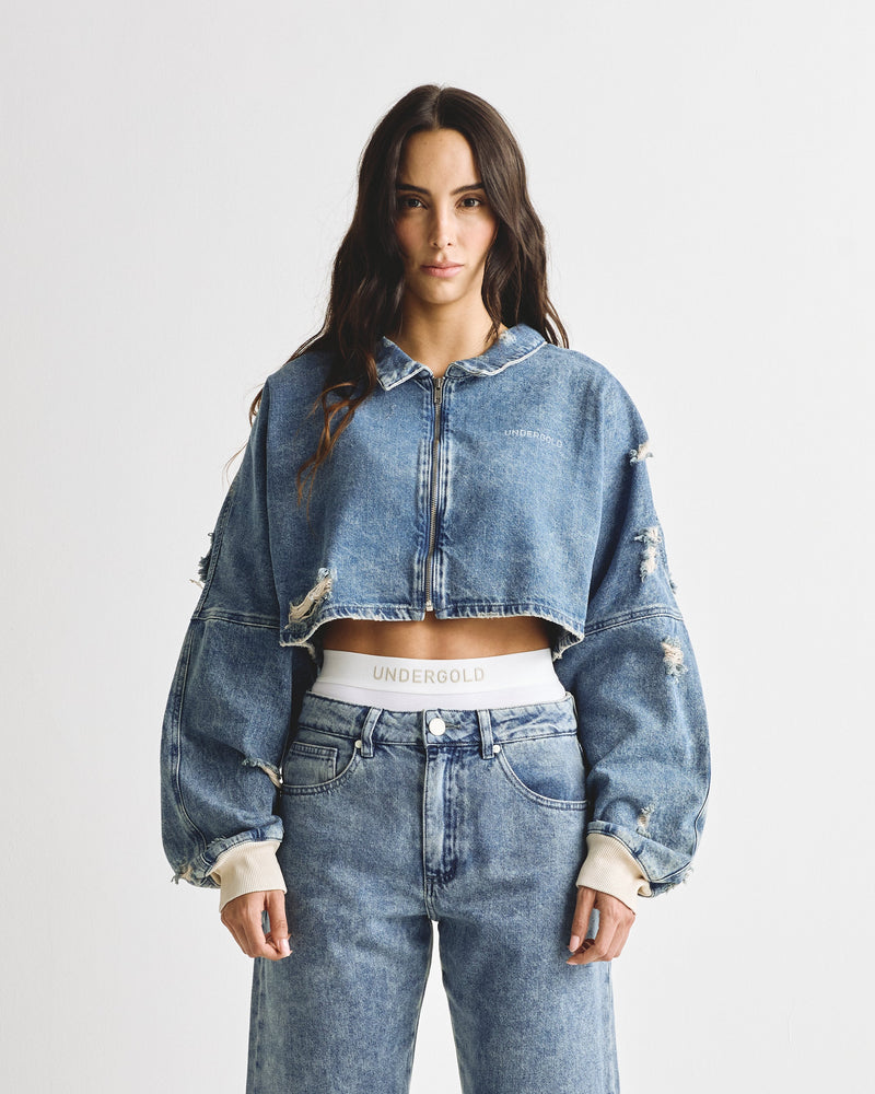 Basics UNDGLD Cropped Jacket Washed Blue