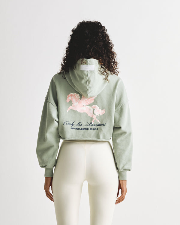 Dreamers Pegasus Cropped Hoodie Green