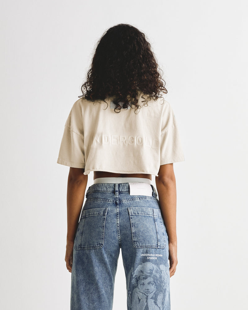 Line Logo Crop Top Cream