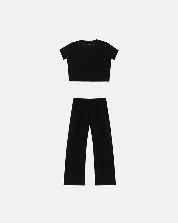 Pack Basics Knit Baby Tee & W Basics Knit Straightpants Black