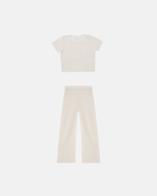 Pack Basics Knit Baby Tee & W Basics Knit Straightpants Cream