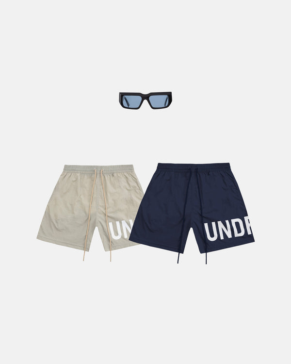 Pack Basics UNDRGLD Swimwear Short Light Green & Navy Blue + UG Sunglasses Black/Blue