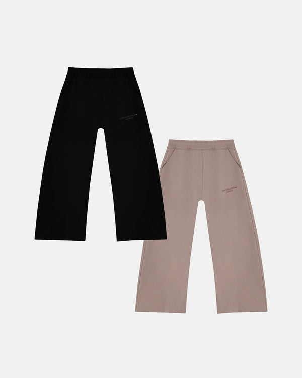 Pack X2 W Basics Wide Straightpants Black & Sand