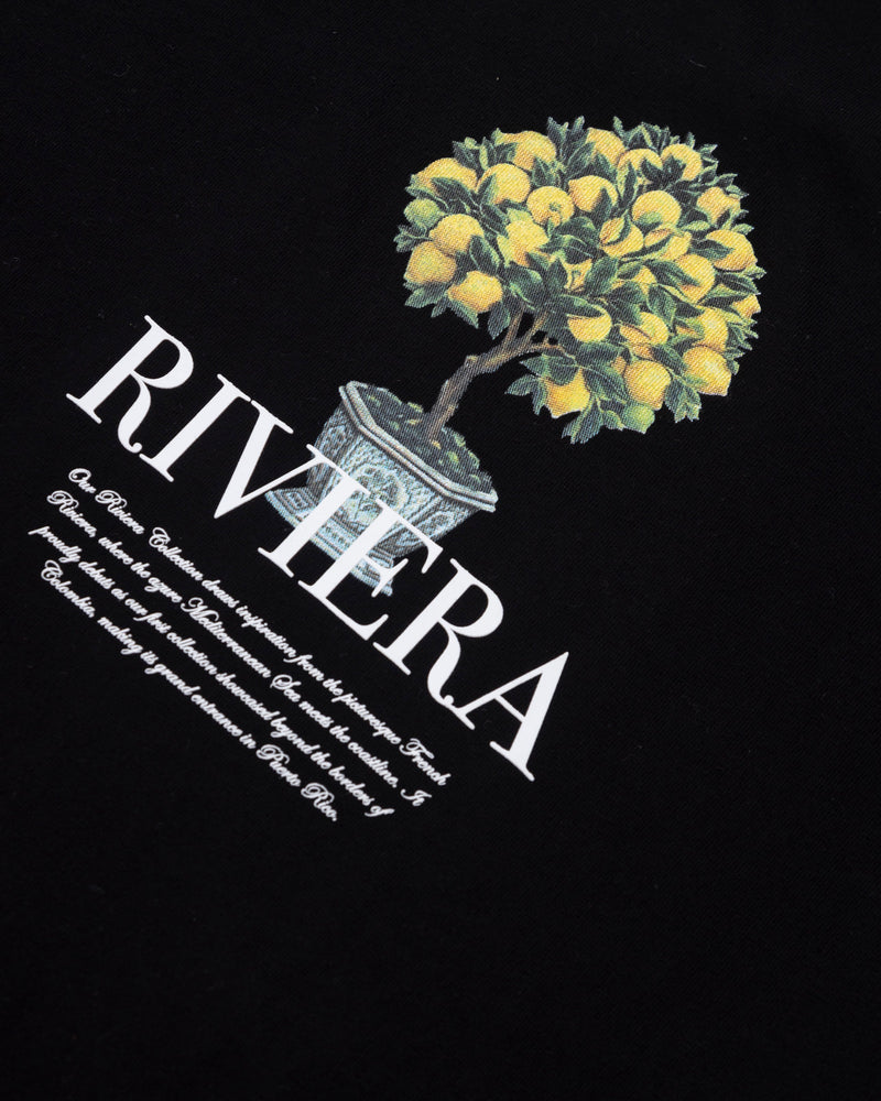 Riviera Lemon Tree Boxy Tshirt Black