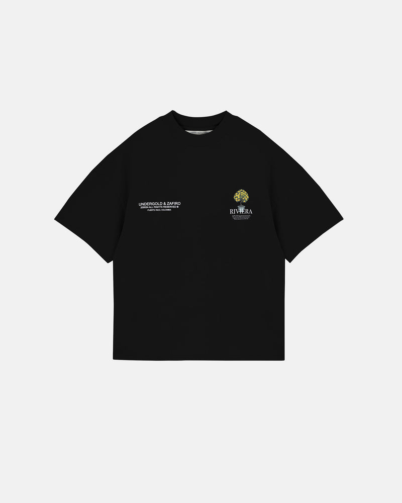 Riviera Lemon Tree Boxy Tshirt Black