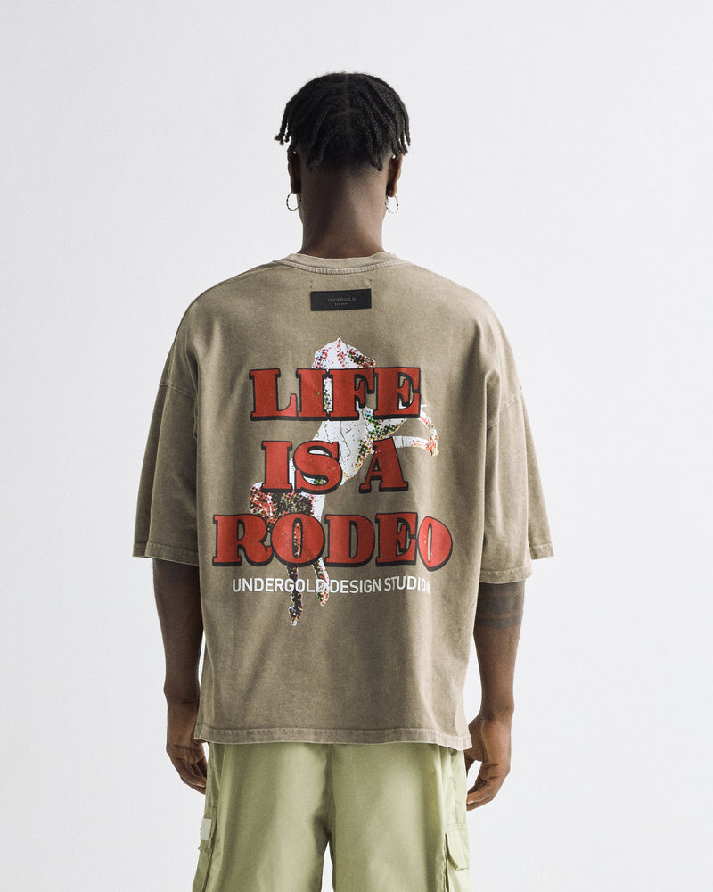Rodeo Circus Boxy Tshirt Washed Brown