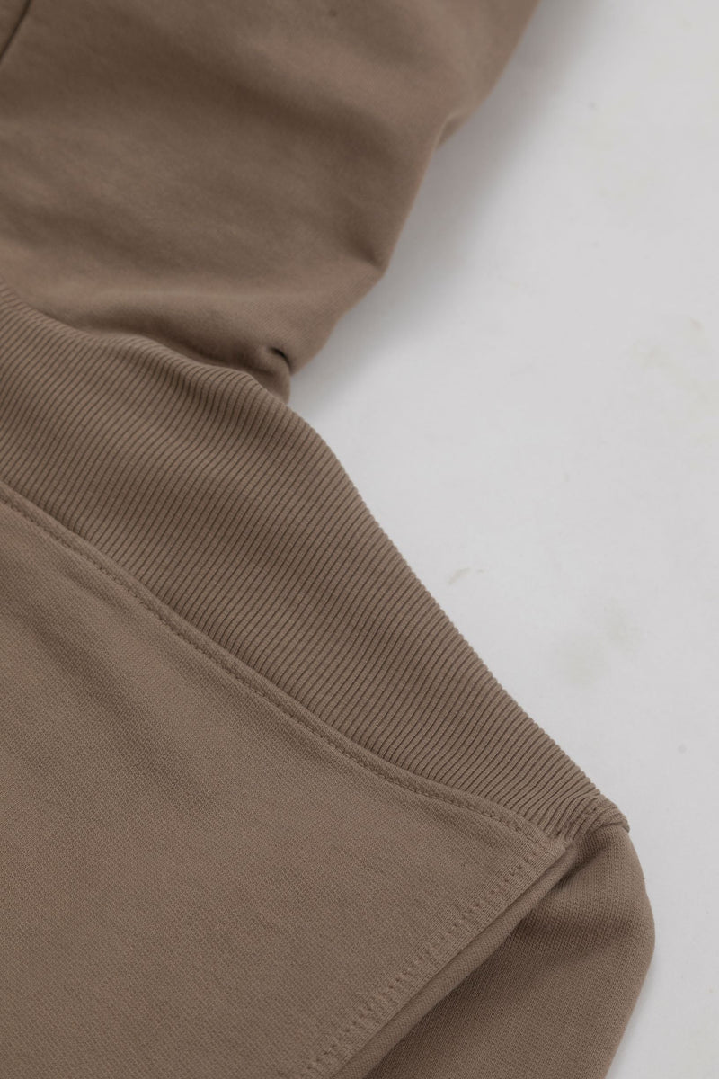 Solid Ribbed Hoodie ll Brown